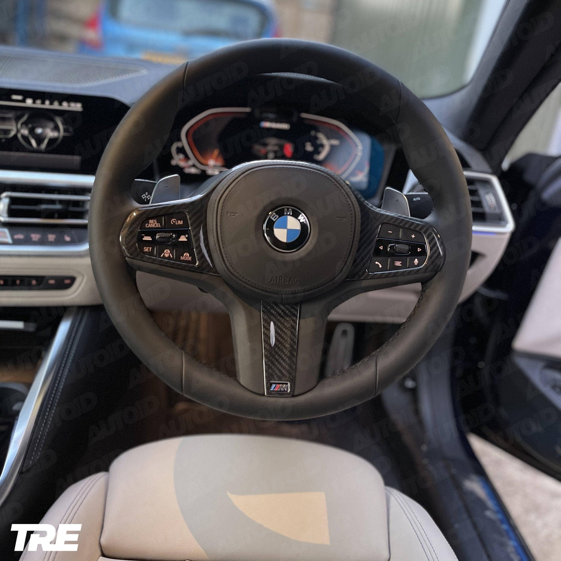 TRE Pre - Preg Carbon Fibre Steering Wheel Trim Accent for BMW M Sport Models (2018+, F40 F44 G20 G21 G42 G30) - AUTOID - Steering Wheel Trim - TRE